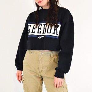 Vintage 90s Reebok Cropped Black Sweatshirt